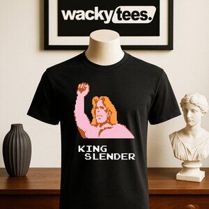 Pro Wrestling 8 Bit NES Game Fighter King Slender Character Wrestler Graphic Tee